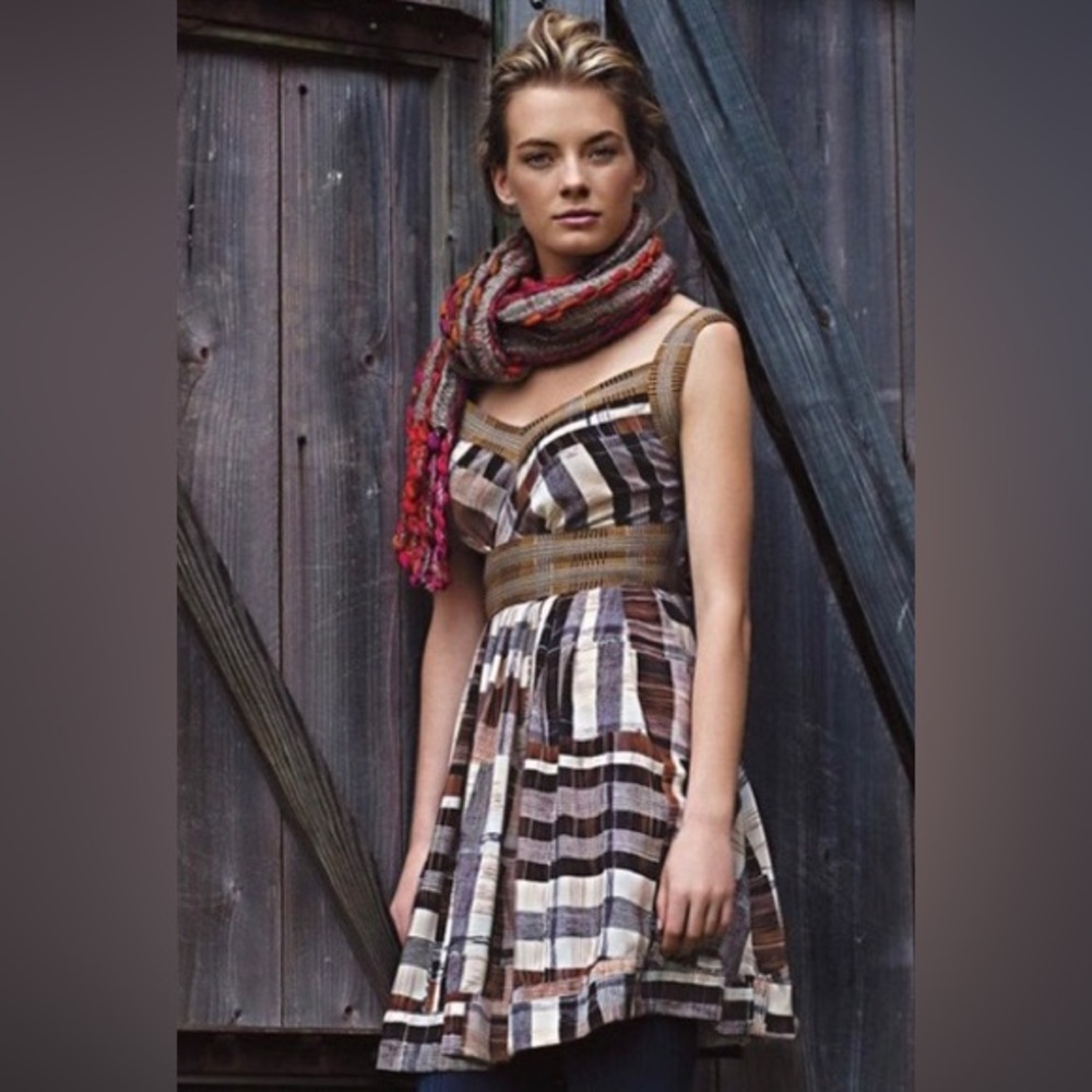 Anthropologie Plenty by Tracy Reese Brown and Cream Plaid Dress